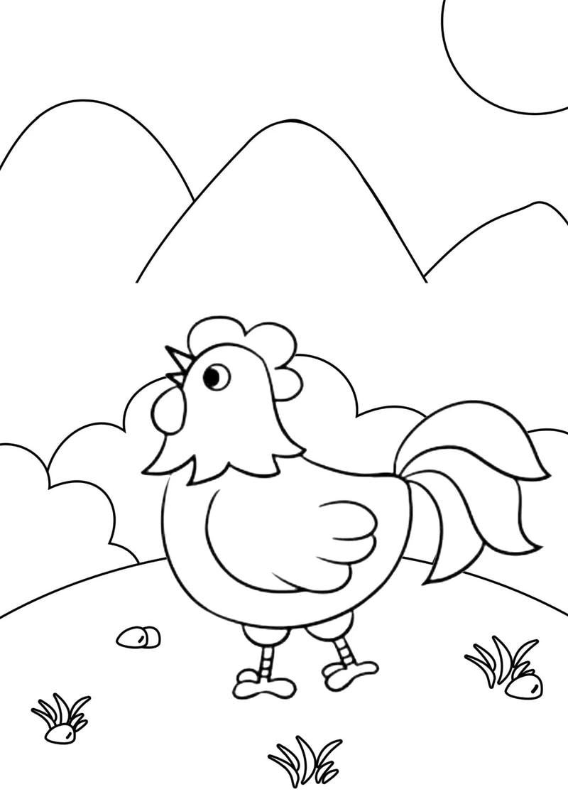 tranh gà trống hoạt hình dễ tô cho bé