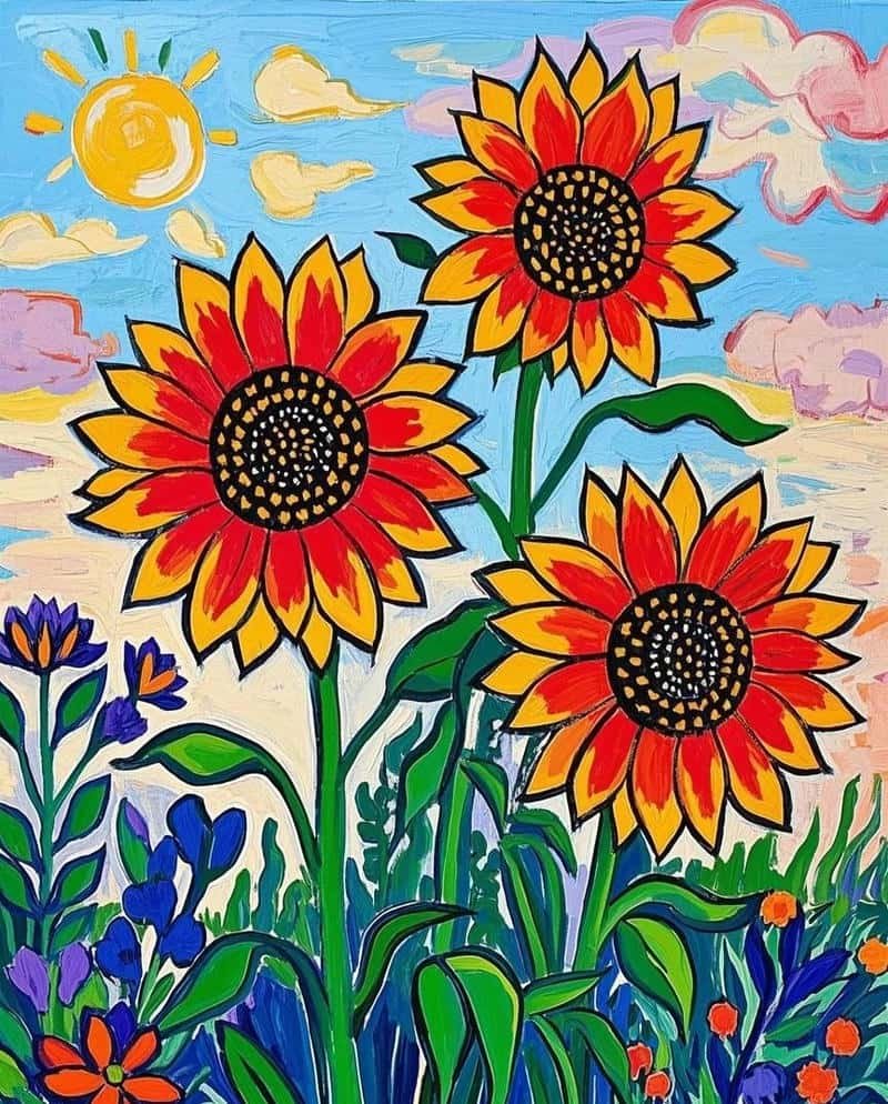 tranh hoa hướng dương độc đáo
