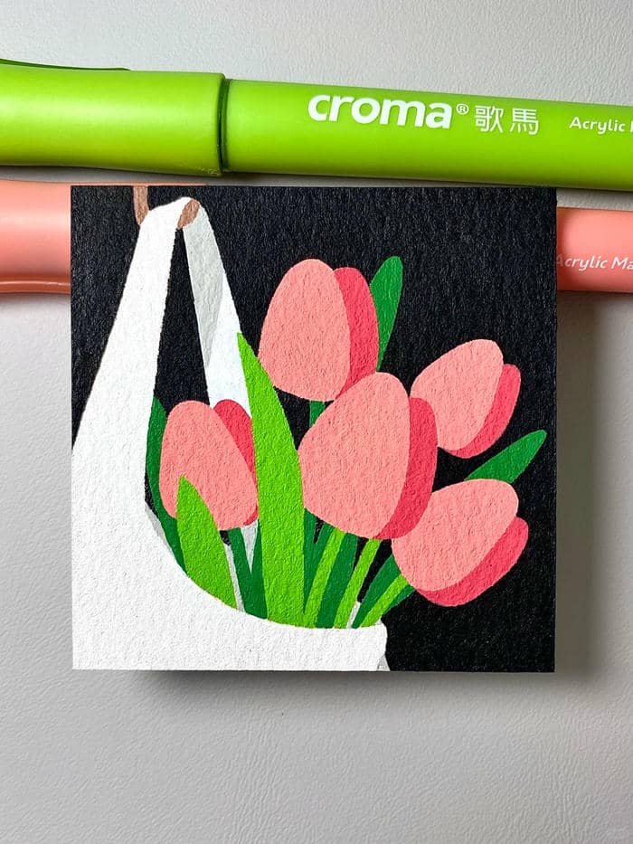 tranh hoa tulip cho người mệnh Hỏa