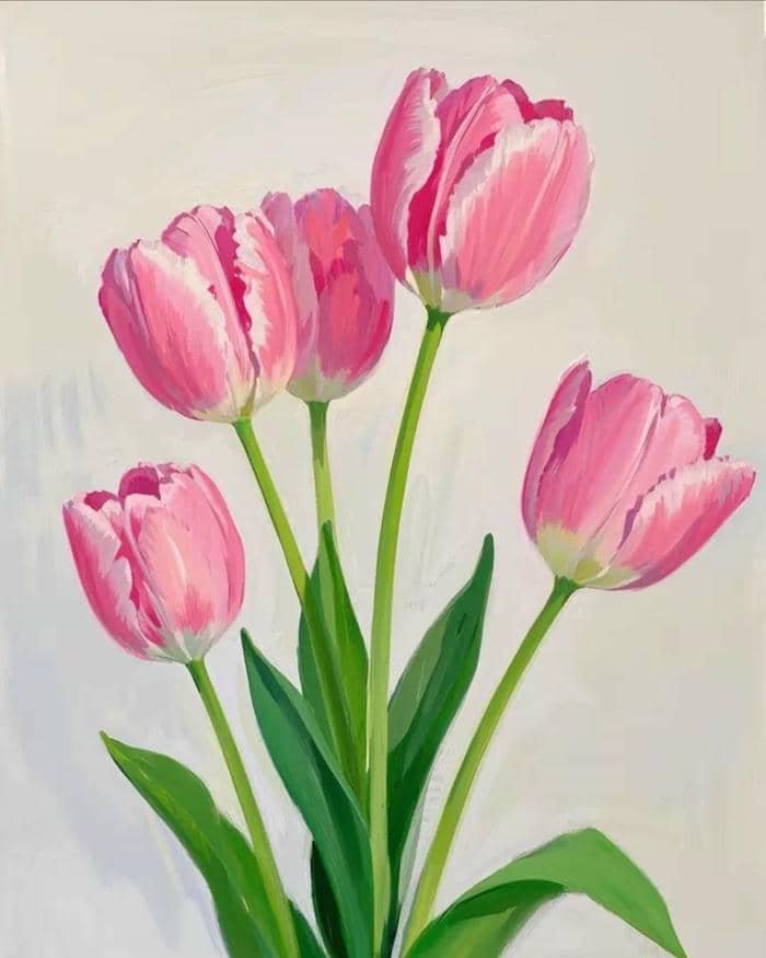 tranh hoa tulip màu đỏ sang trọng