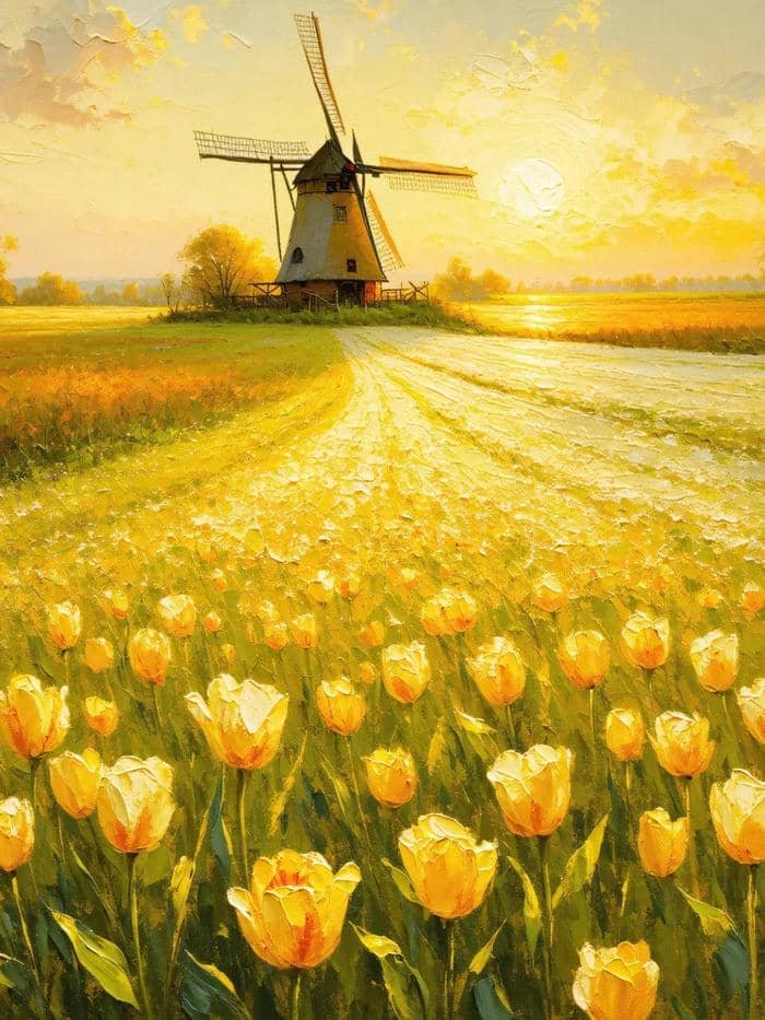 tranh hoa tulip nghệ thuật