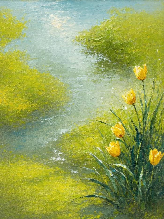 tranh hoa tulip trang trí văn phòng