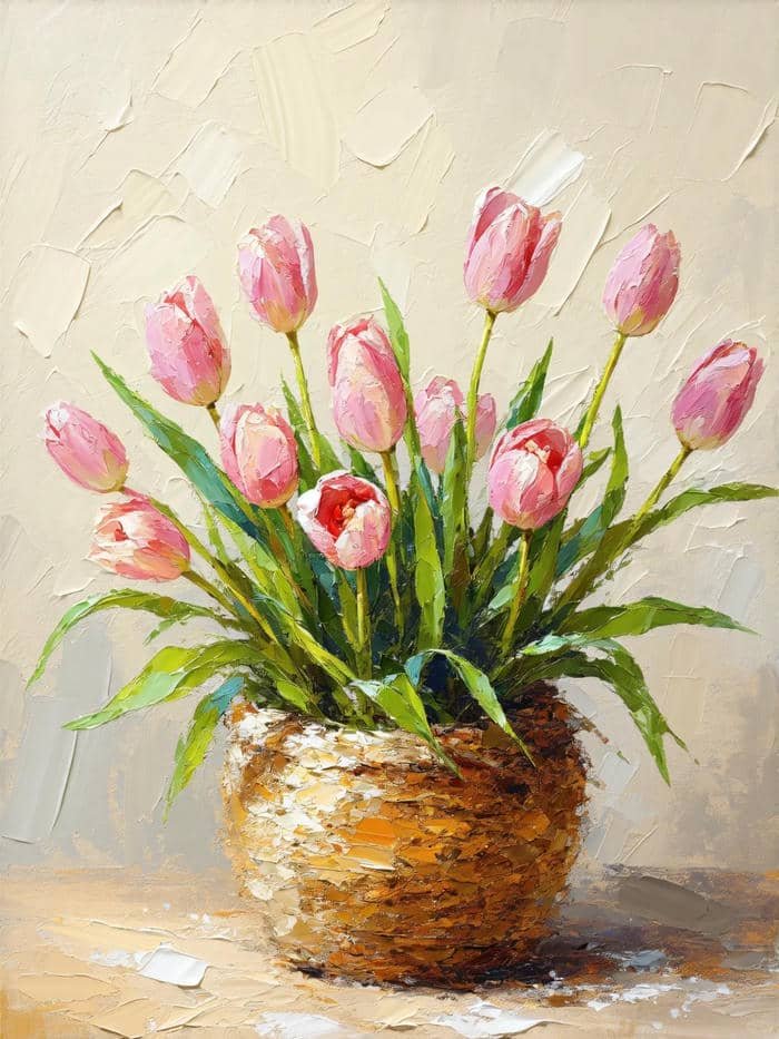 tranh hoa tulip treo phòng làm việc