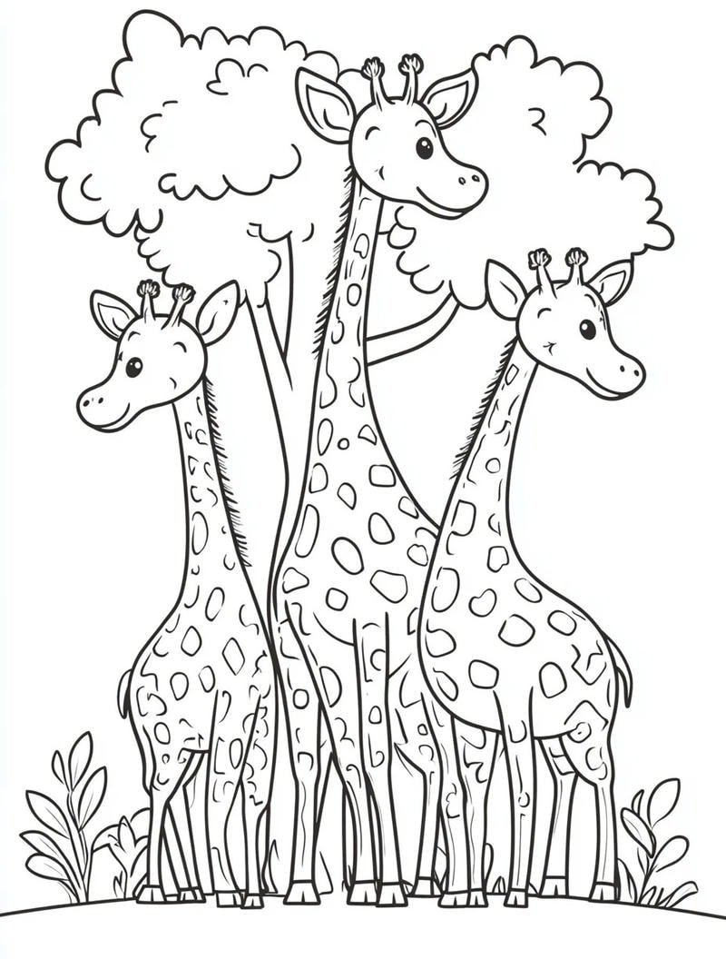 tranh hươu cao cổ trong sở thú đẹp