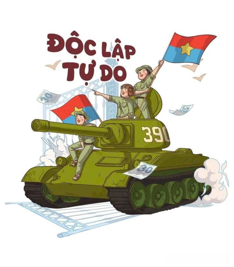 tranh lễ 2 tháng 9 tươi sáng vẽ trên máy tính