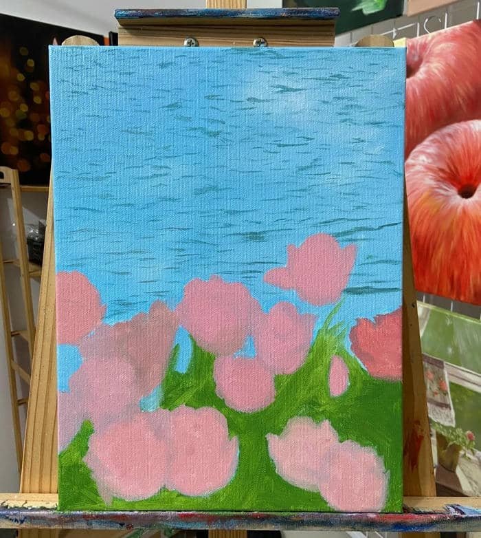 tranh sơn dầu hoa tulip cao cấp