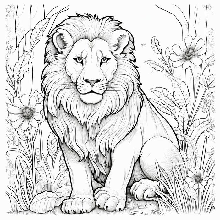 tranh sư tử thân dài dễ tô cho cấp 1