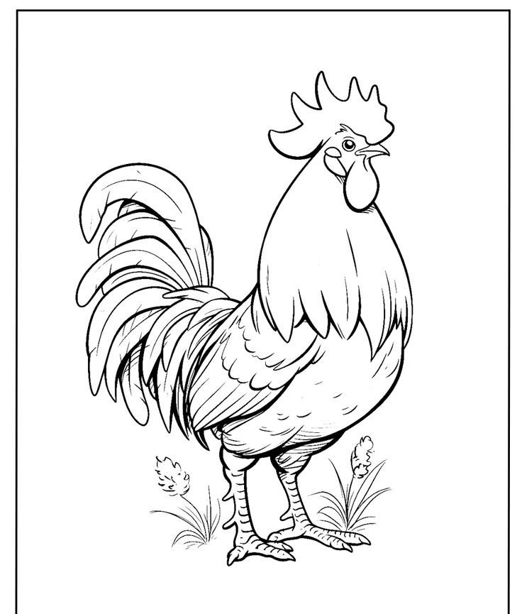 tranh tập tô màu con gà trống cho bé