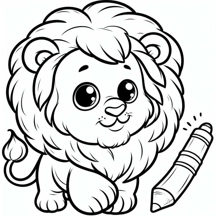 tranh tập tô sư tử tóc dài cute