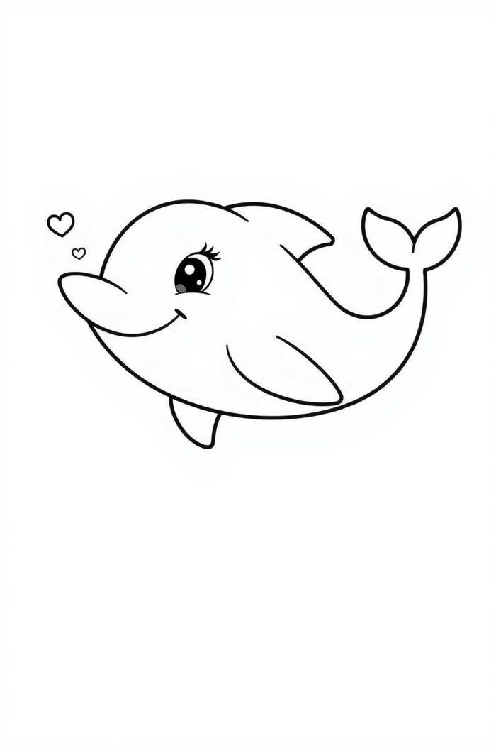 tranh tô màu cá heo vui nhộn cho bé