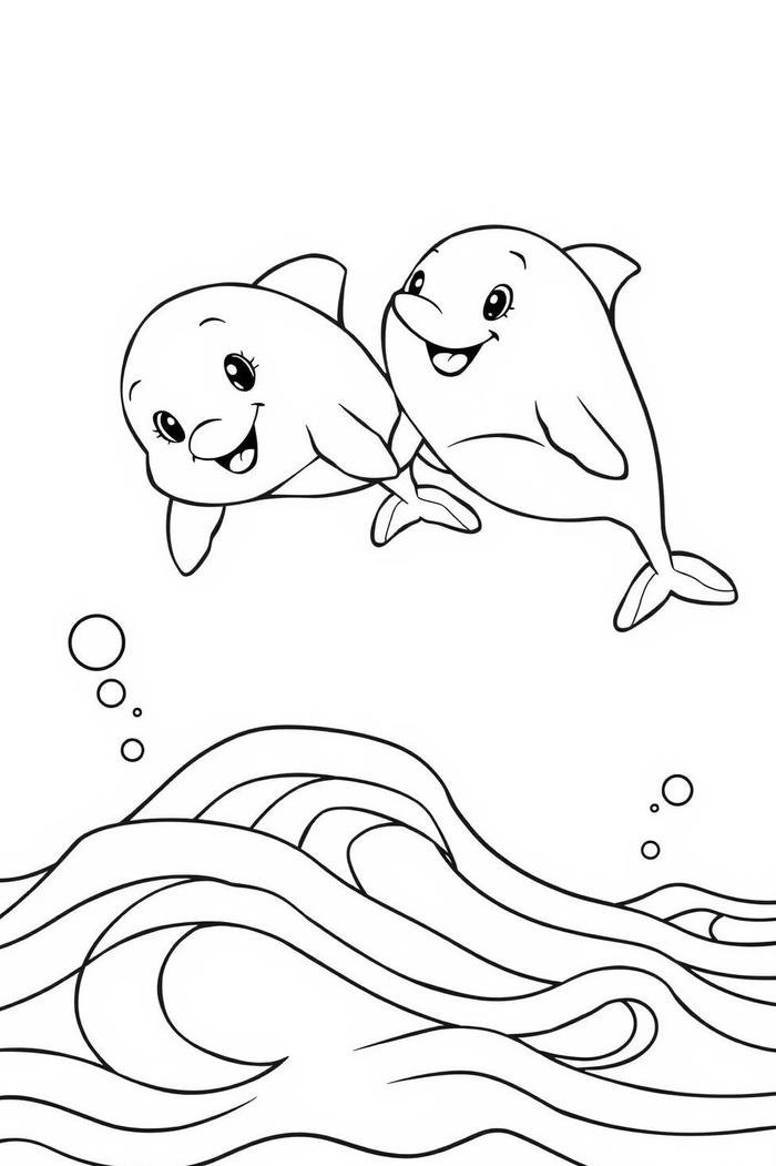 tranh tô màu cá heo vui vẻ đang chơi bóng