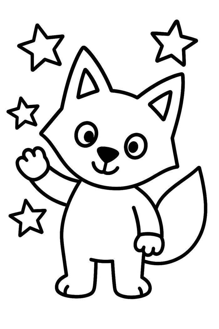 tranh tô màu cáo đứng vẫy tay chào