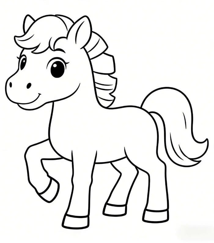 tranh tô màu chú ngựa đơn giản không họa tiết