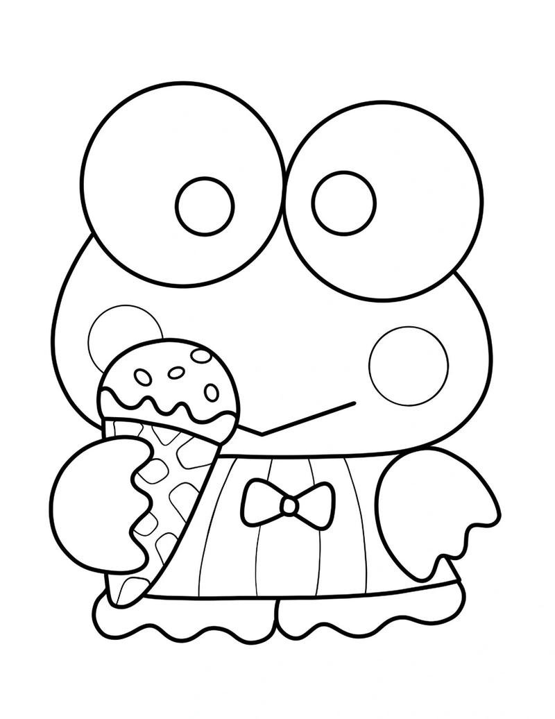 tranh tô màu con ếch đang ăn kem