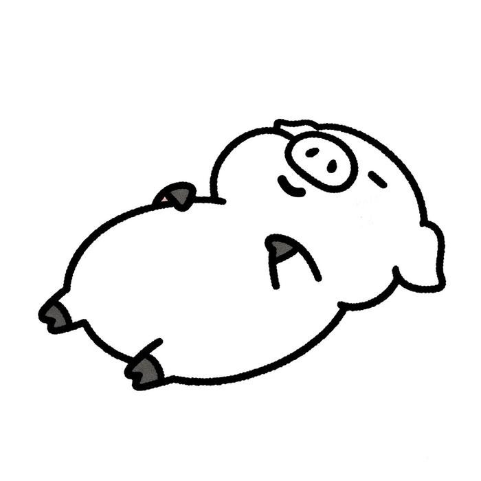 tranh tô màu con heo béo tròn nằm ngửa