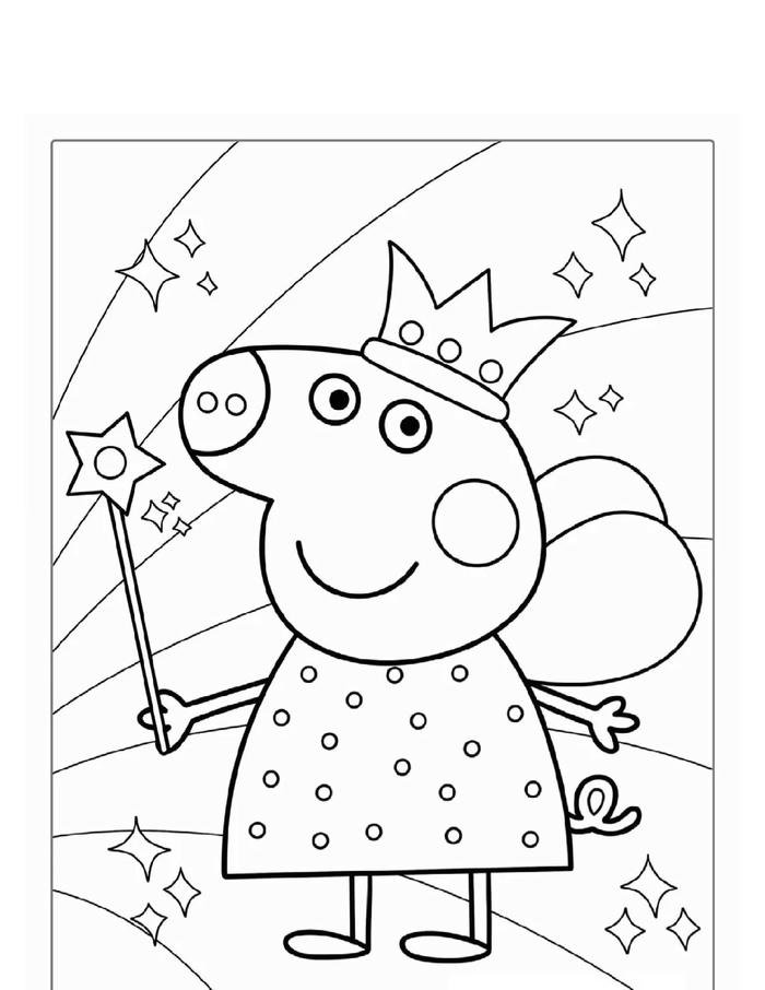 tranh tô màu con heo hoạt hình phác họa đơn giản dễ tô