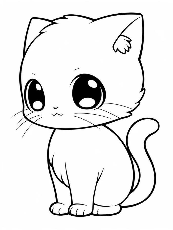 tranh tô màu con mèo đơn giản cho bé