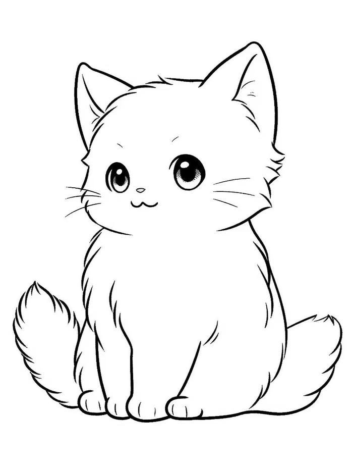 tranh tô màu con mèo đơn giản
