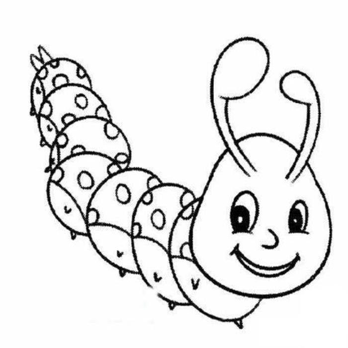 tranh tô màu con sâu thân dài