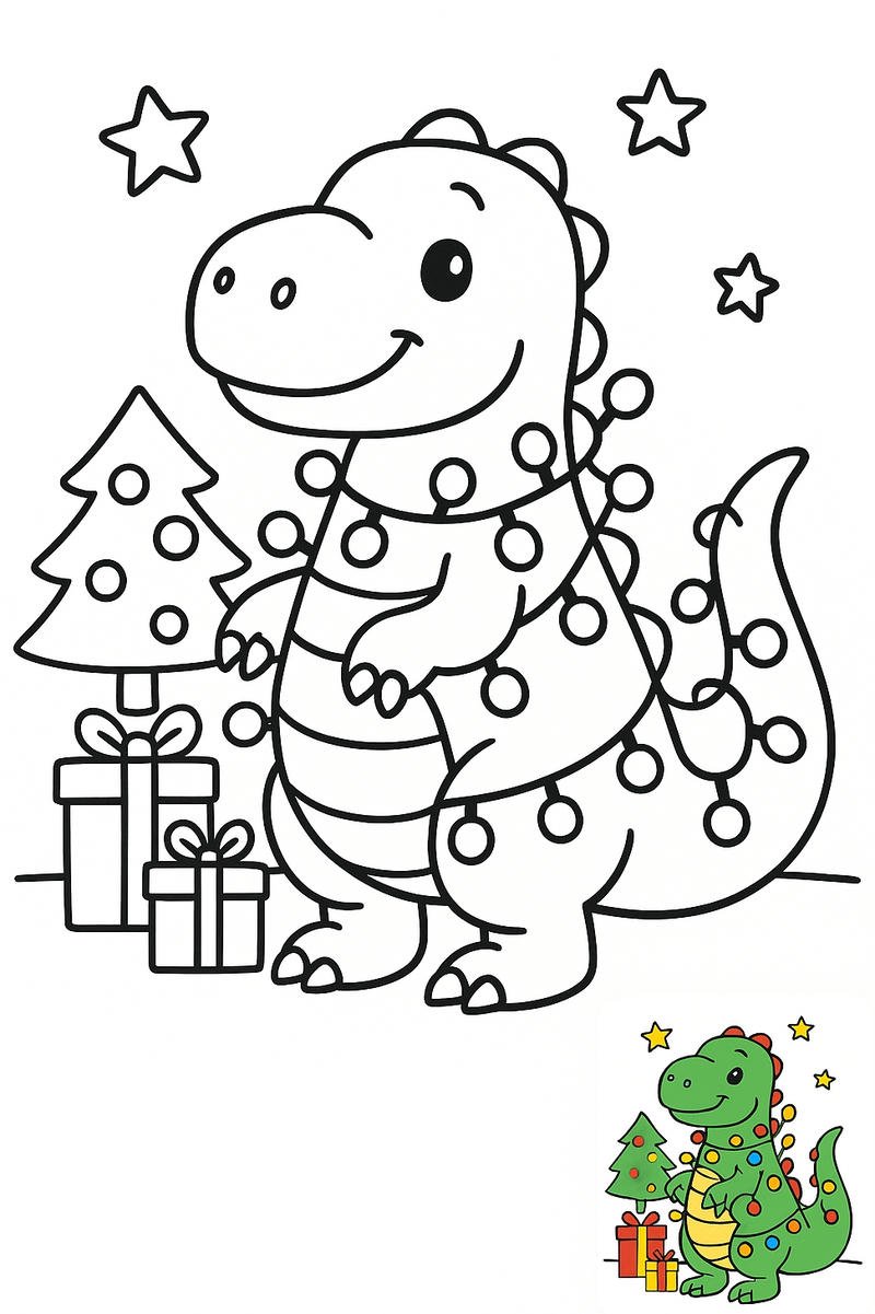 tranh tô màu khủng long baby