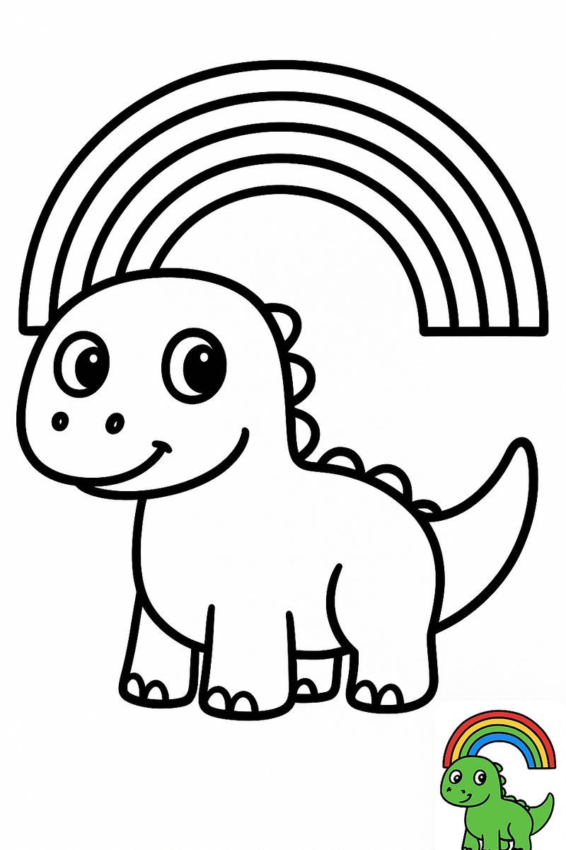 tranh tô màu khủng long con cute