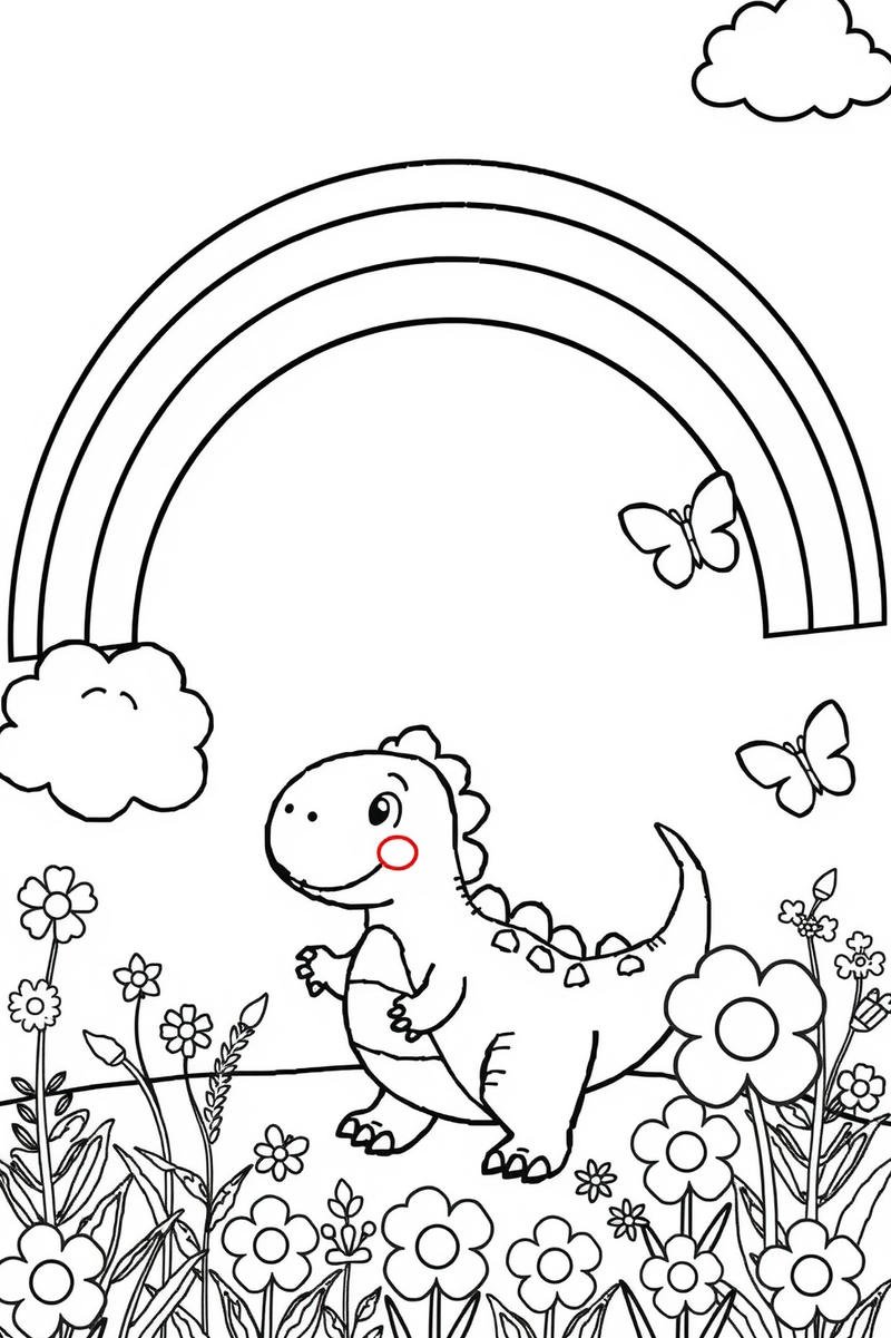 tranh tô màu khủng long cute