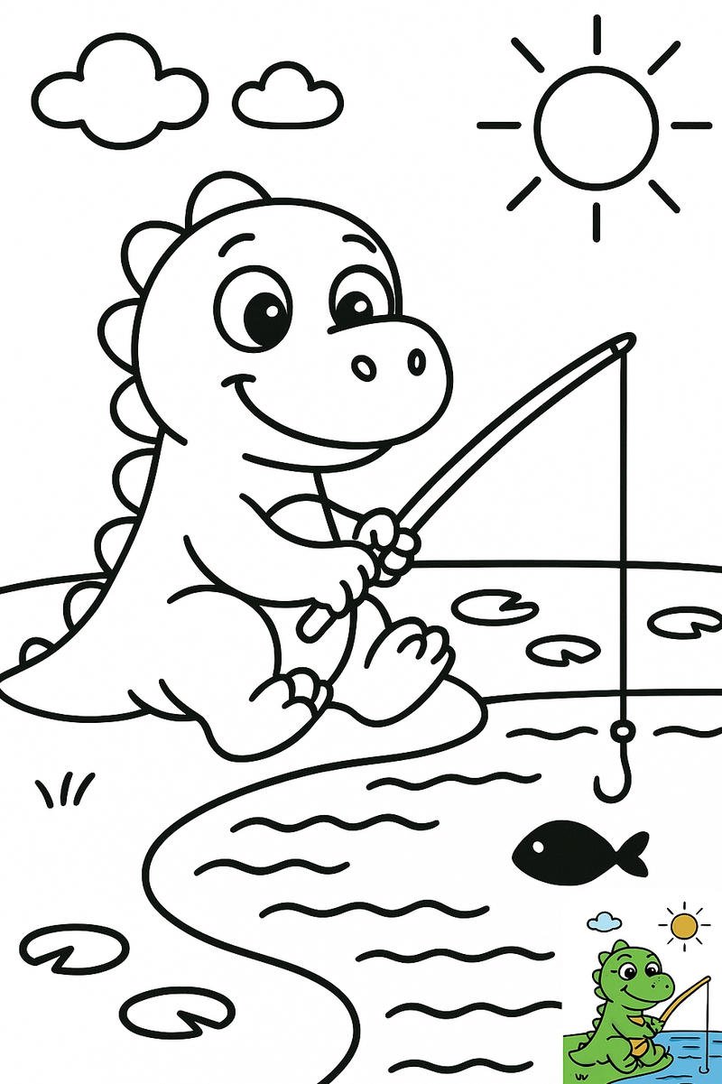 tranh tô màu khủng long đáng yêu