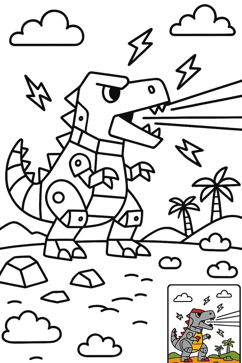 tranh tô màu khủng long đơn giản màu đẹp