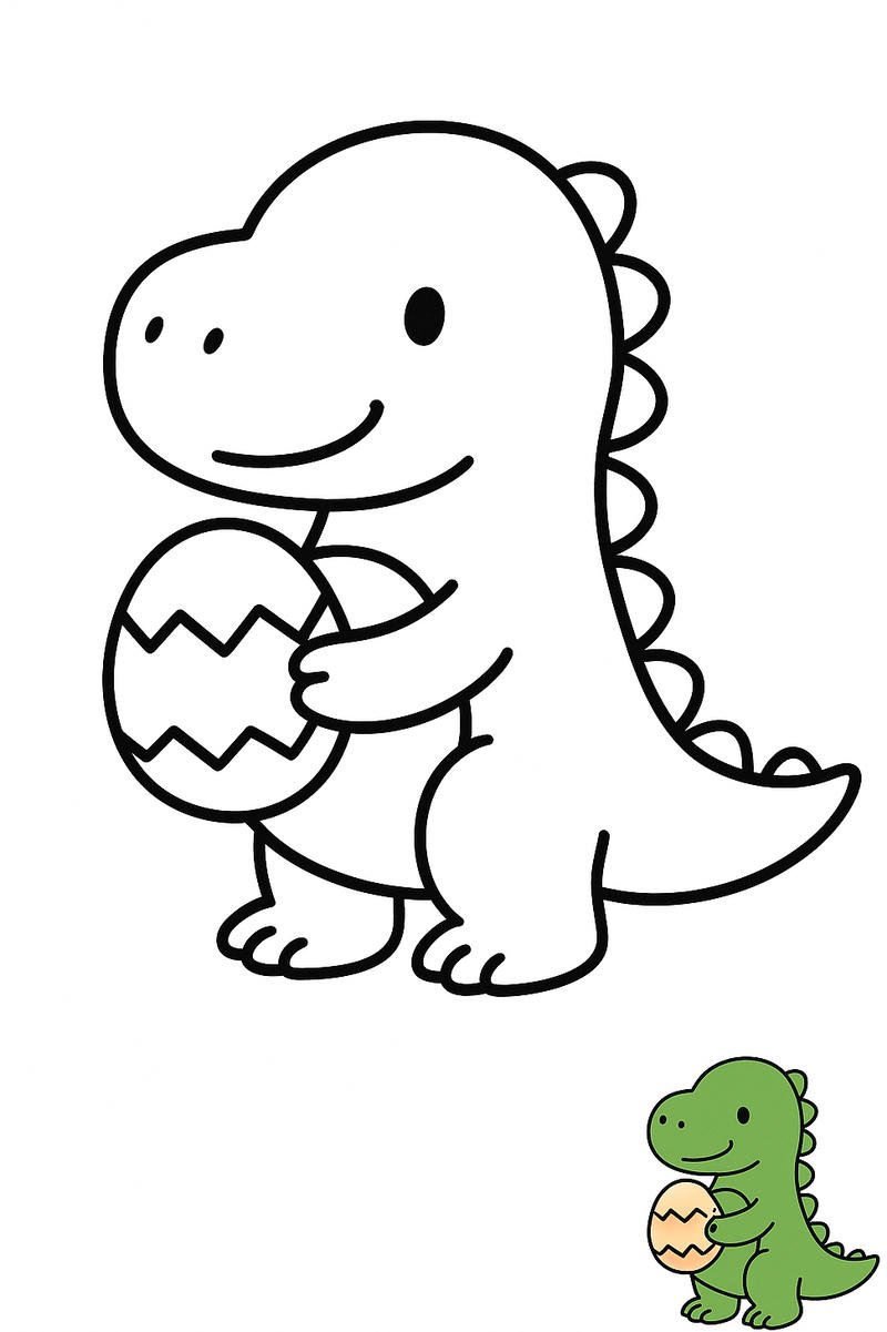 tranh tô màu khủng long hoạt hình đơn giản