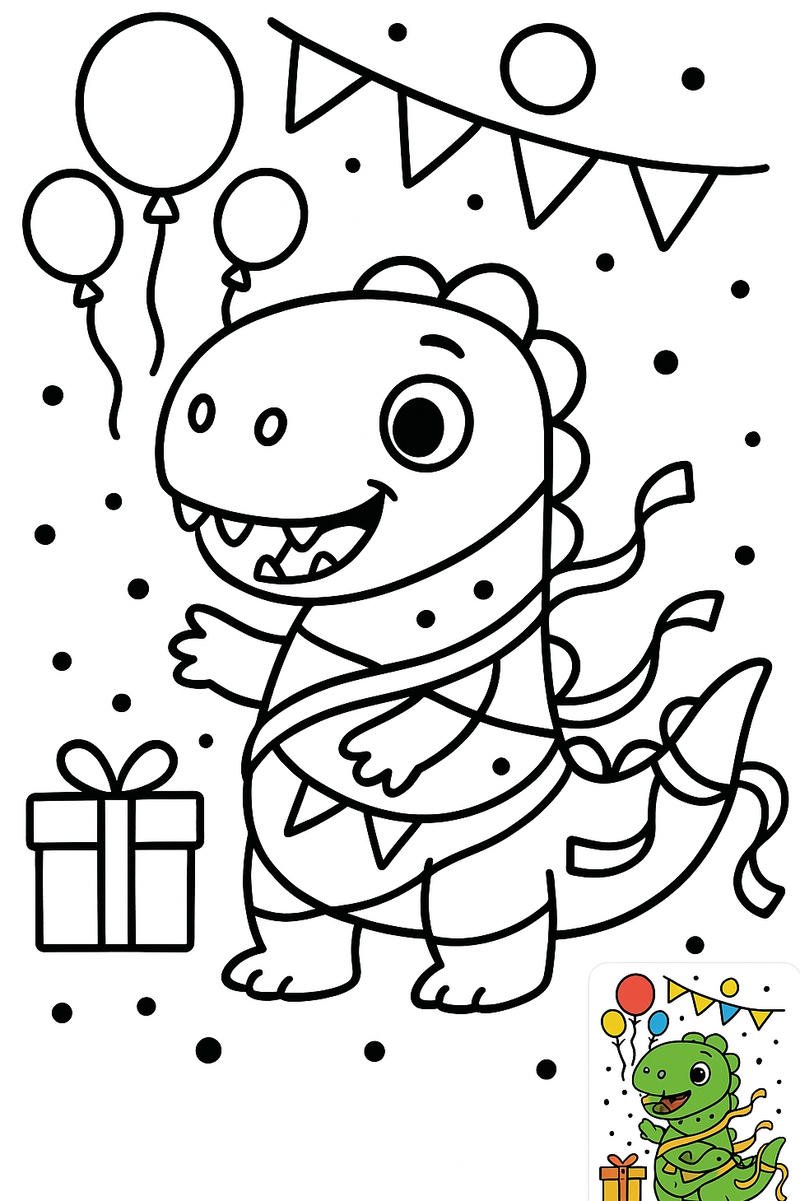 tranh tô màu khủng long lớp mầm non