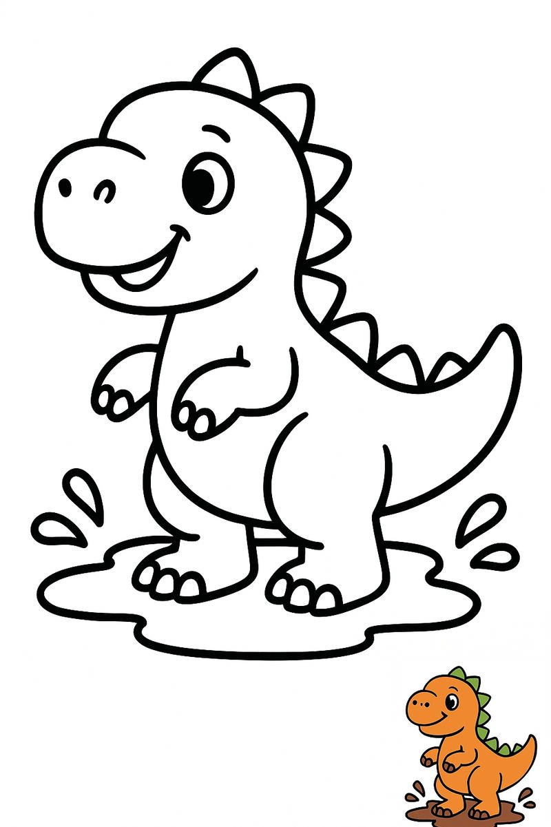 tranh tô màu khủng long ngộ nghĩnh