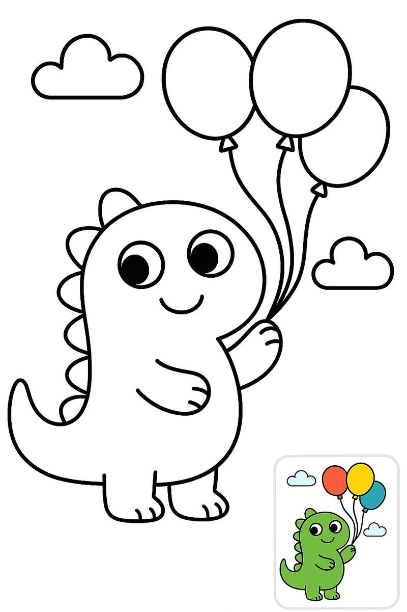 tranh tô màu khủng long siêu dễ thương