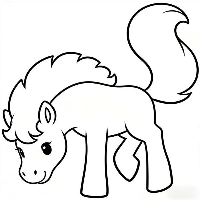 tranh tô màu ngựa con đi kiếm ăn