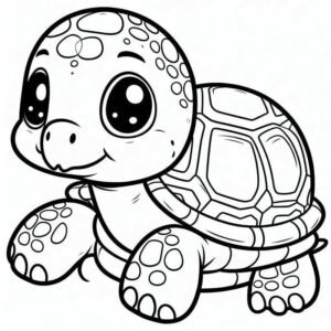 tranh tô màu rùa cổ dài đẹp mắt