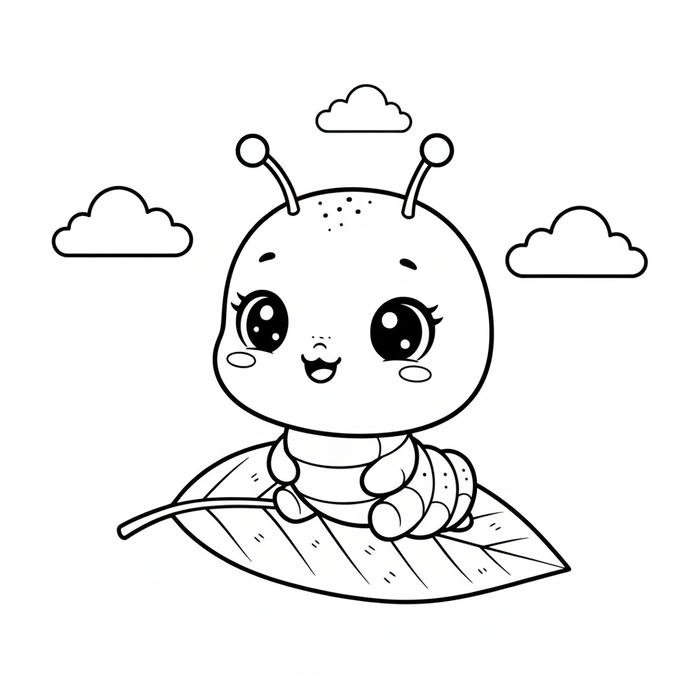 tranh tô sâu chậm rãi bò trên mặt lá