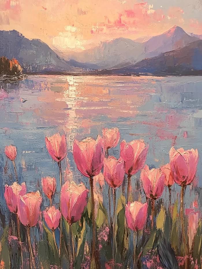 tranh treo tường hoa tulip phòng khách