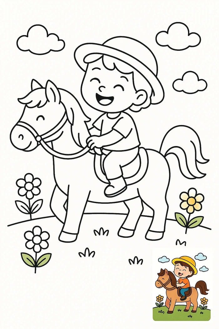 tranh vẽ ngựa chibi dễ thương cho bé