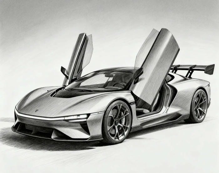 tranh vẽ ô tô phong cách tối giản