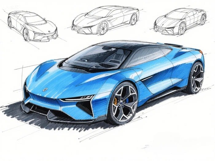 tranh vẽ ô tô với kiểu dáng mới