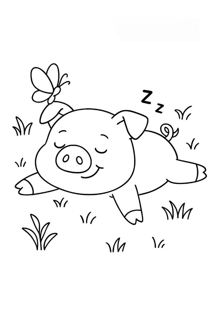 trong trẻo tranh tô màu con heo dưới trời xanh