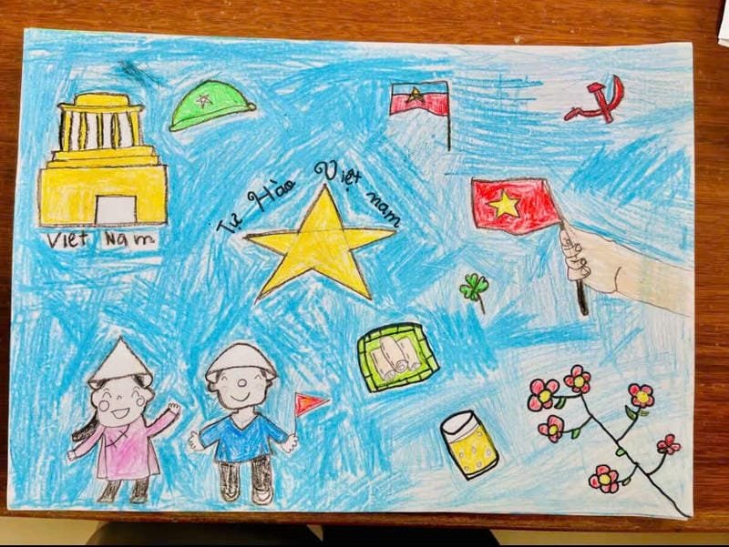 vẽ tranh ngày quốc khánh chân thực