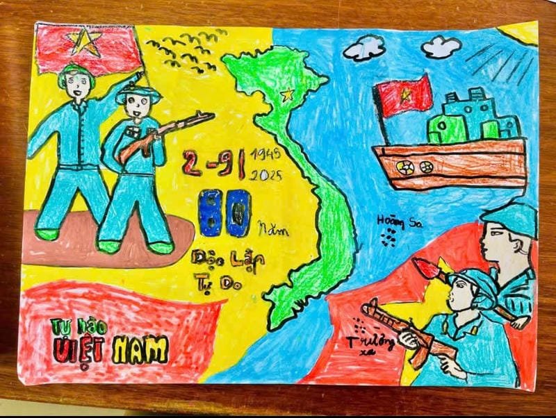 vẽ tranh ngày quốc khánh dễ thương