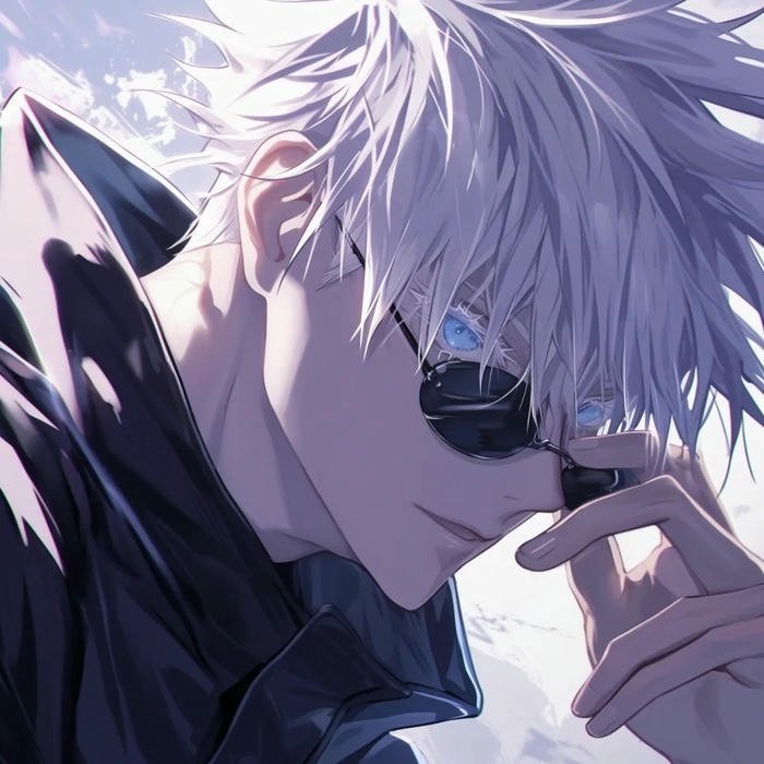 Ảnh Gojo đẹp cười tươi rạng rỡ dưới bầu trời xanh