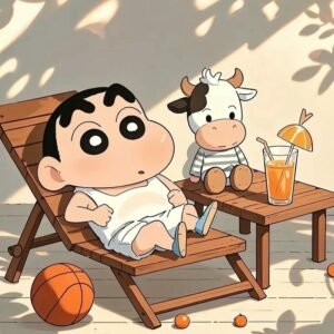 Ảnh Shin nghỉ ngơi thư giãn tắm nắng cùng bò sữa