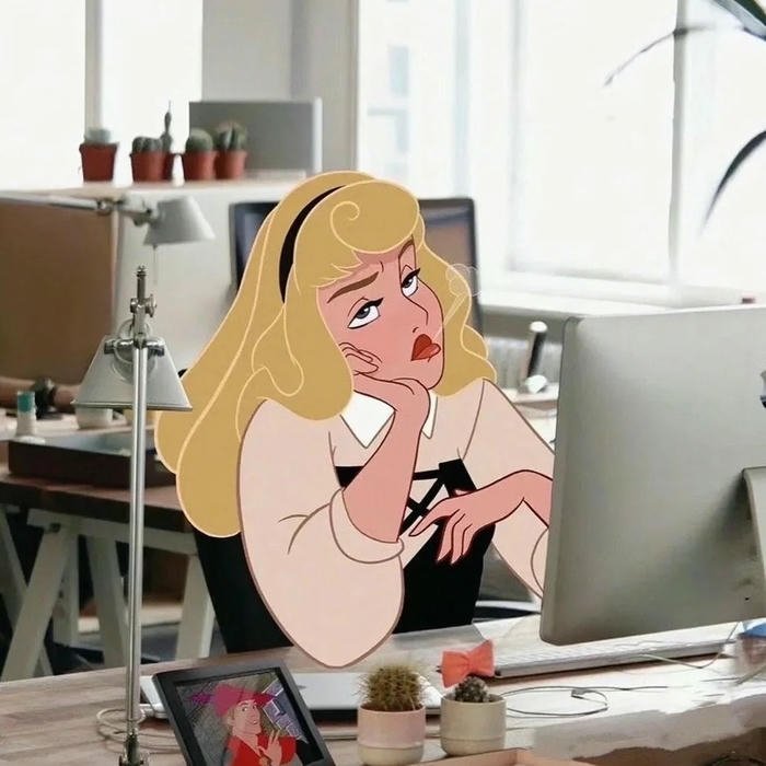 Ảnh anime chế bựa cô gái tóc vàng chán nản ngồi máy tính