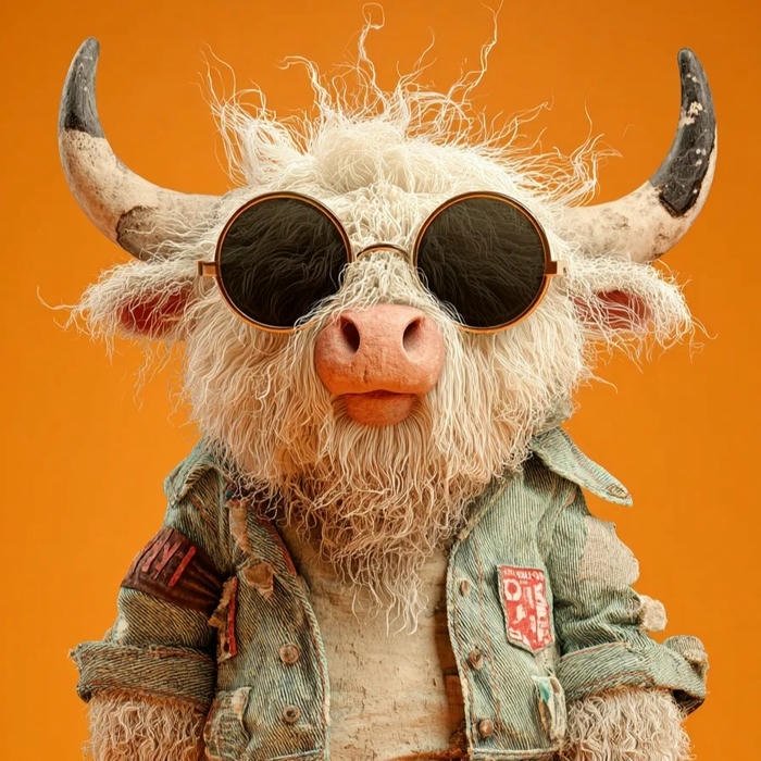 Ảnh avatar 3d chú bò đeo kính râm cực ngầu