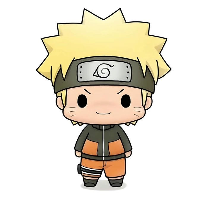 Ảnh chibi bé trai mặc đồ ninja màu cam tóc vàng