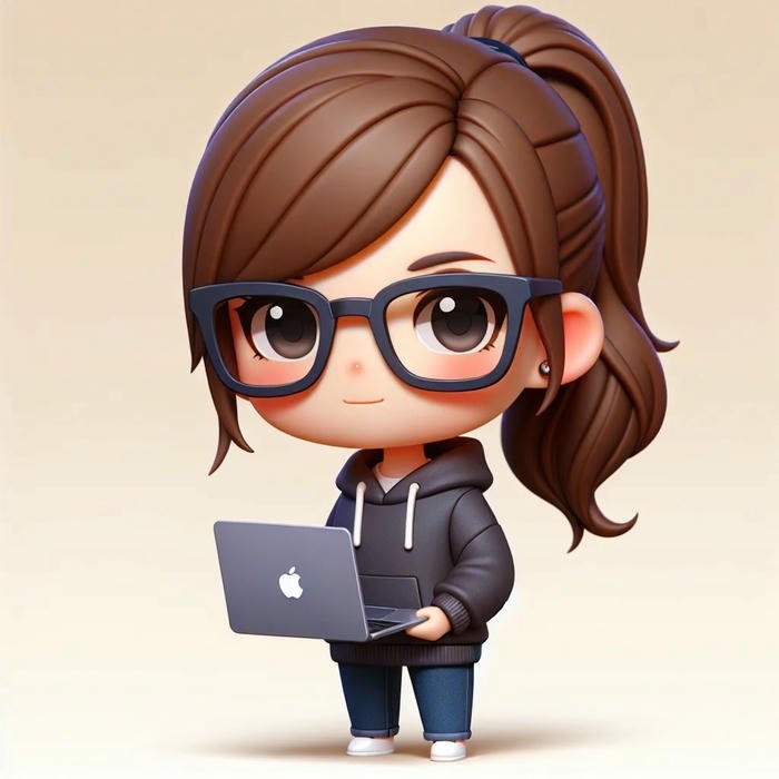 Ảnh đại diện 3d cô gái đeo kính dùng laptop