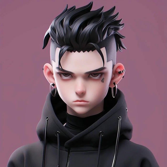 Ảnh đại diện 3d nam lạnh lùng áo hoodie đen