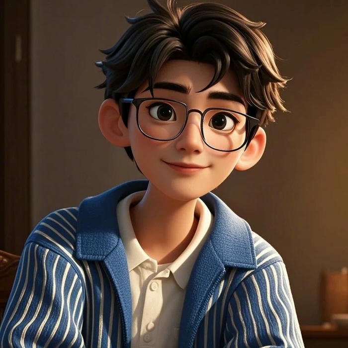 Ảnh đại diện 3d nam sinh đeo kính áo kẻ